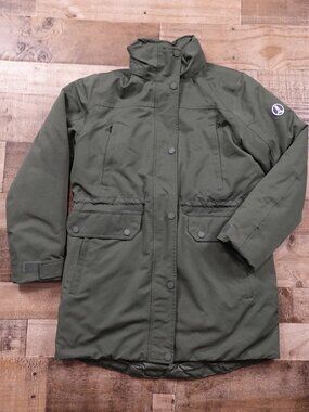 Lands' End‎ Expedition Down Parka Women’s Small Olive Green Winter Coat No Hood